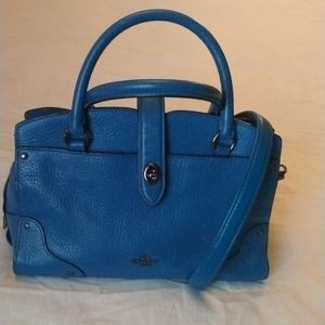 Vintage 1981 Leather Coach Blue Mercer 24 satchel #37779 with Crossbody Strap.